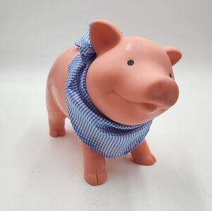 Schylling Pink Rubber Piggy Bank with Scarf